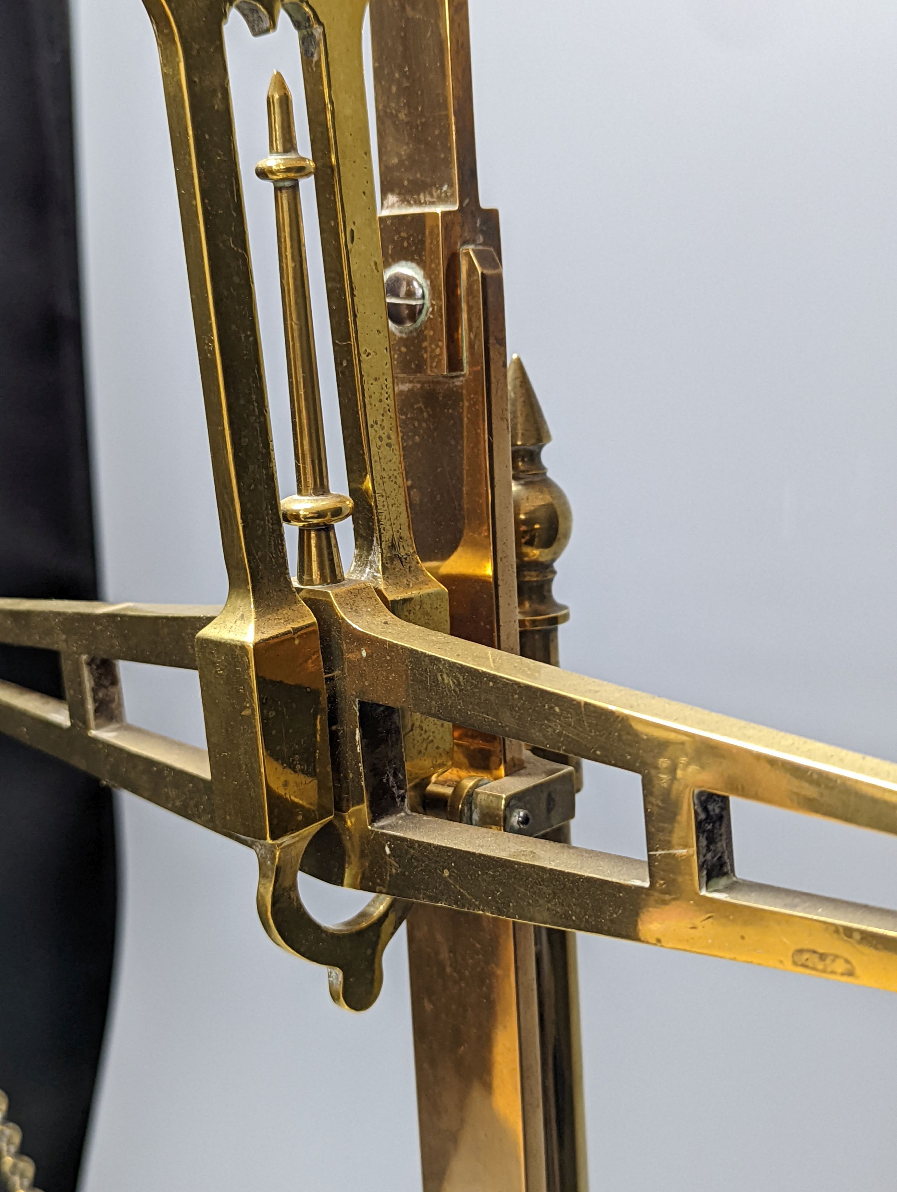 A pair of DeGrave & Co., London brass beam scales 59cm